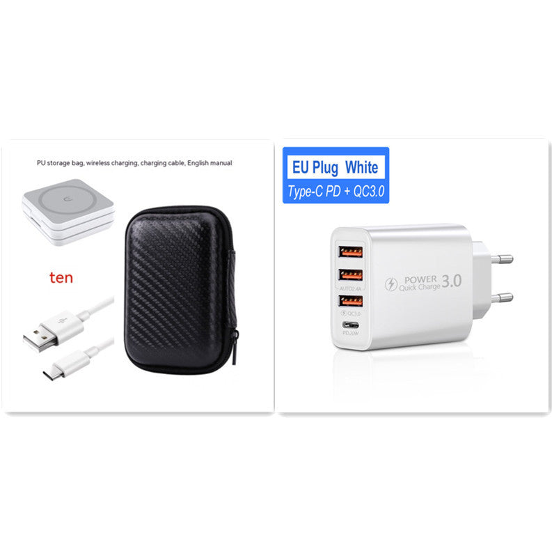 Vikbar 3-i-1 Trådlös Laddare med Magnetisk Fästning – Snabbladdare för Mobil, Klocka och Hörlurar