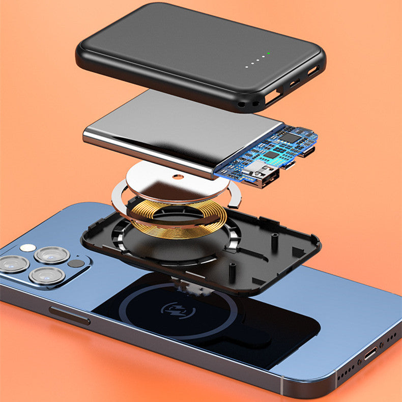 Magnetisk Mini Powerbank 5000mAh – Trådlös & Snabbladdning för iPhone & Androi