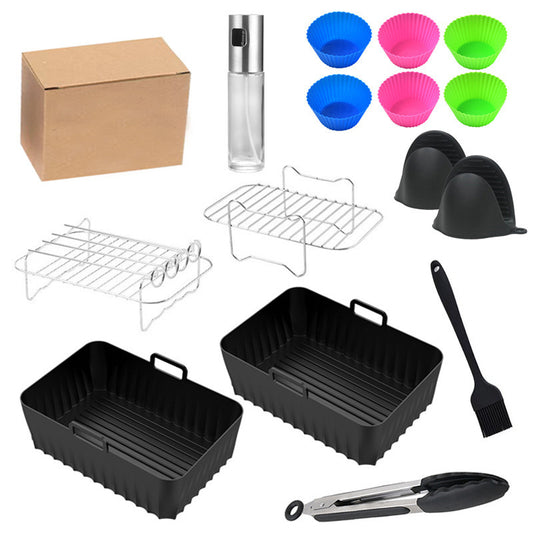 Värmetåligt Airfryer Tillbehör – Silikonform och Bakinsats i Rostfritt Stål