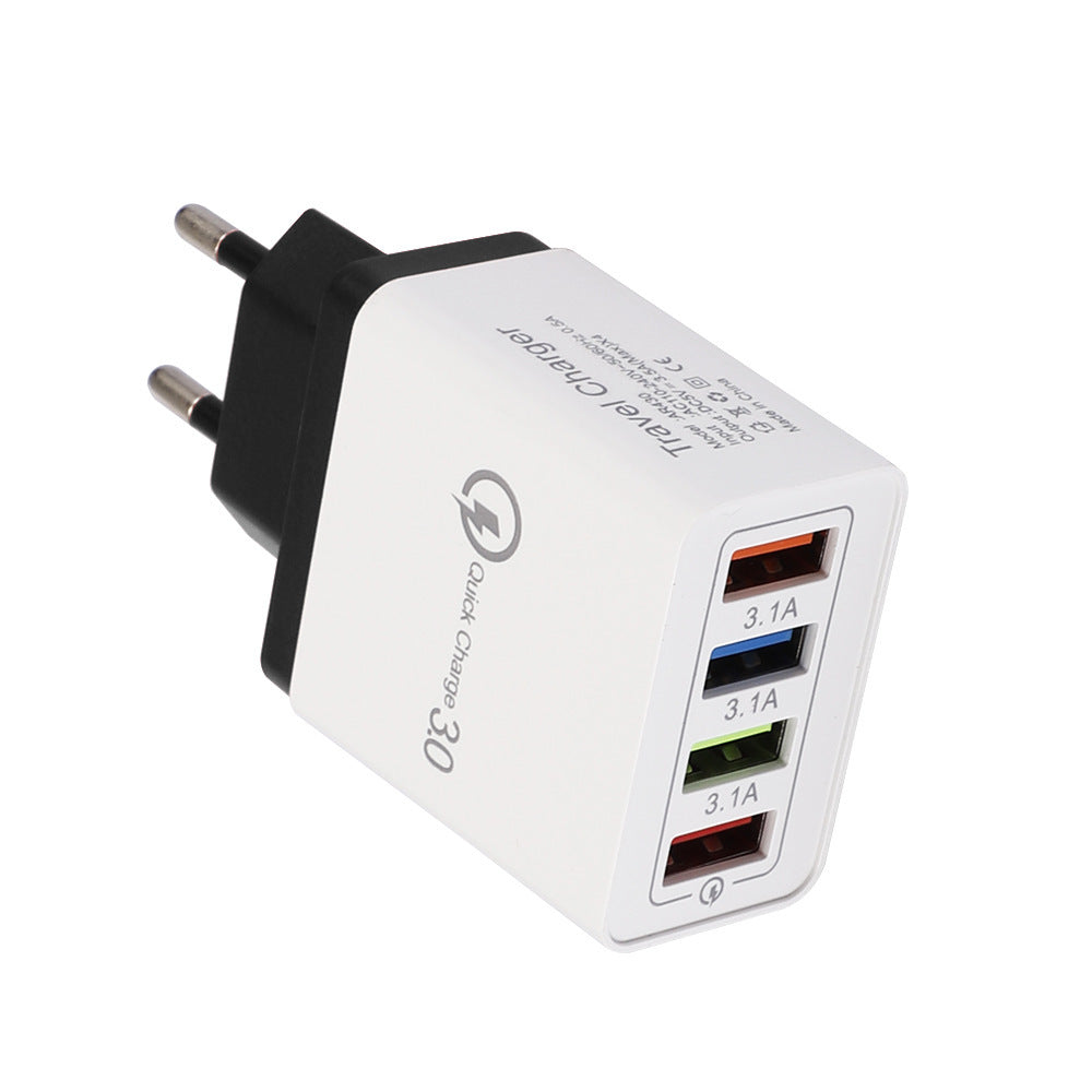 USB Väggladdare 4-Port QC3.0 – Snabbladdare för Mobil, Surfplatta och Tillbehör
