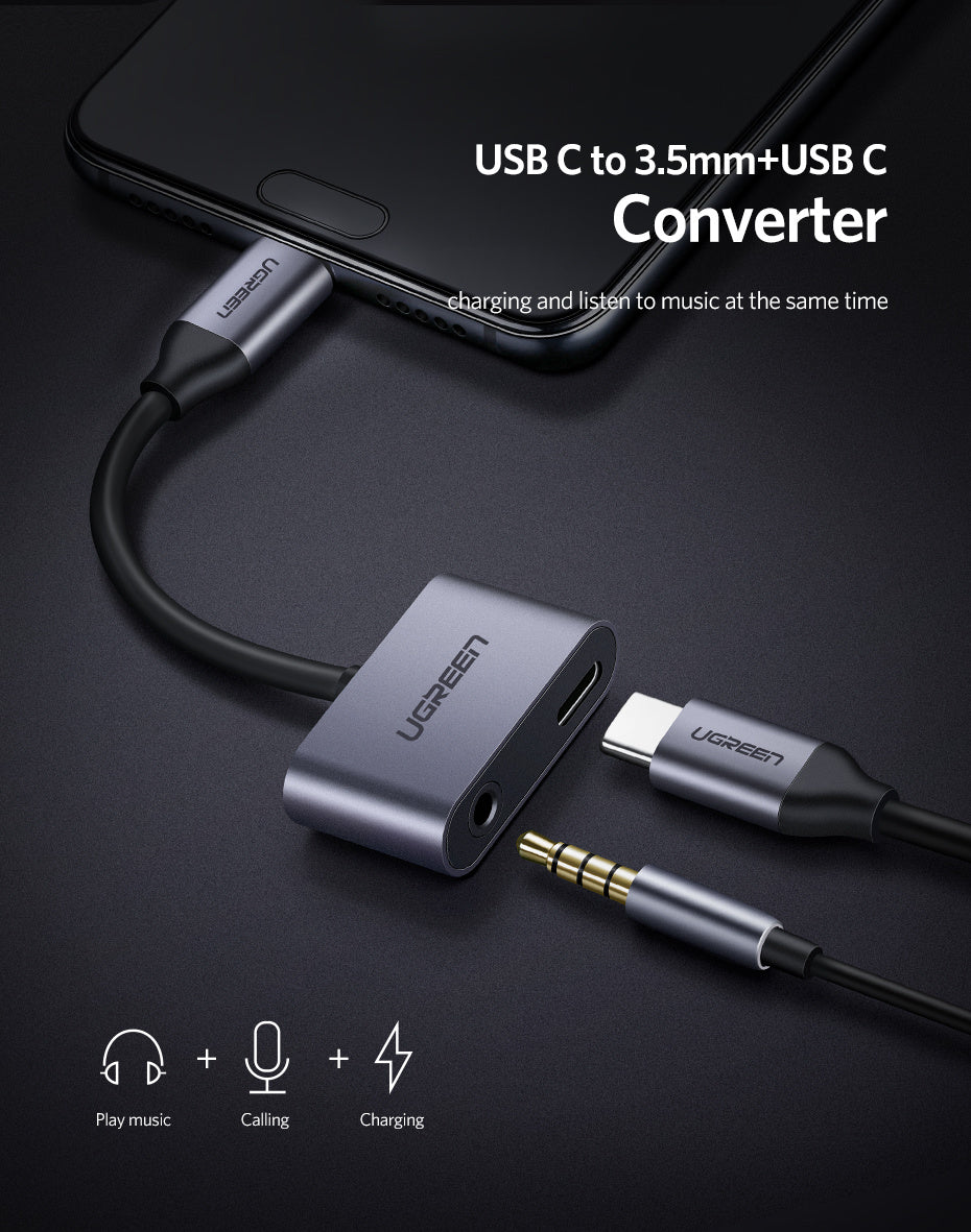 USB-C Adapter – Ladda & lyssna samtidigt