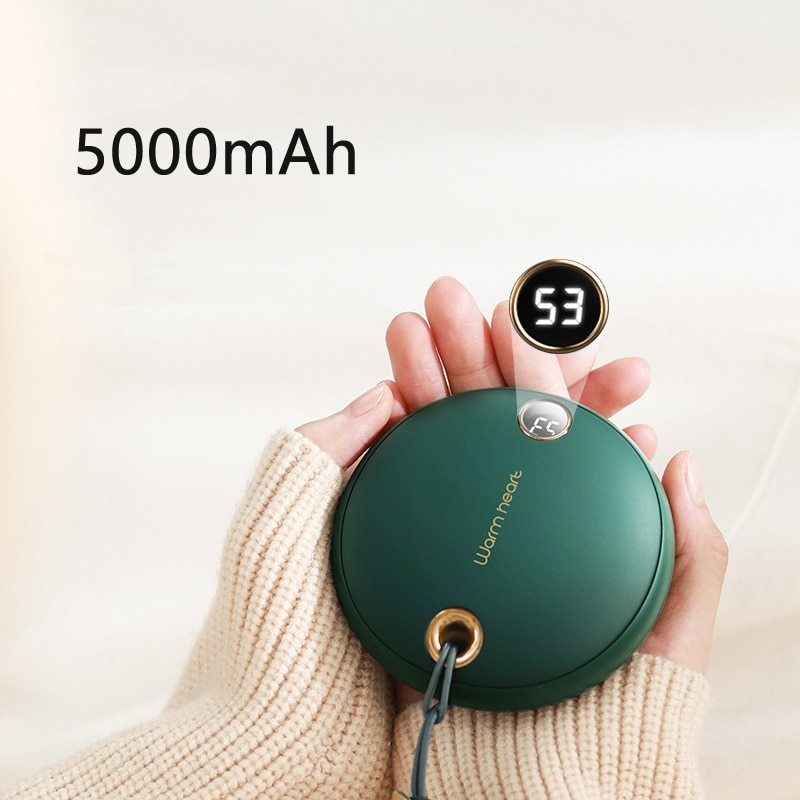 Powerbank med Handvärmare 5000mAh – Portabel Laddare med Digital Display
