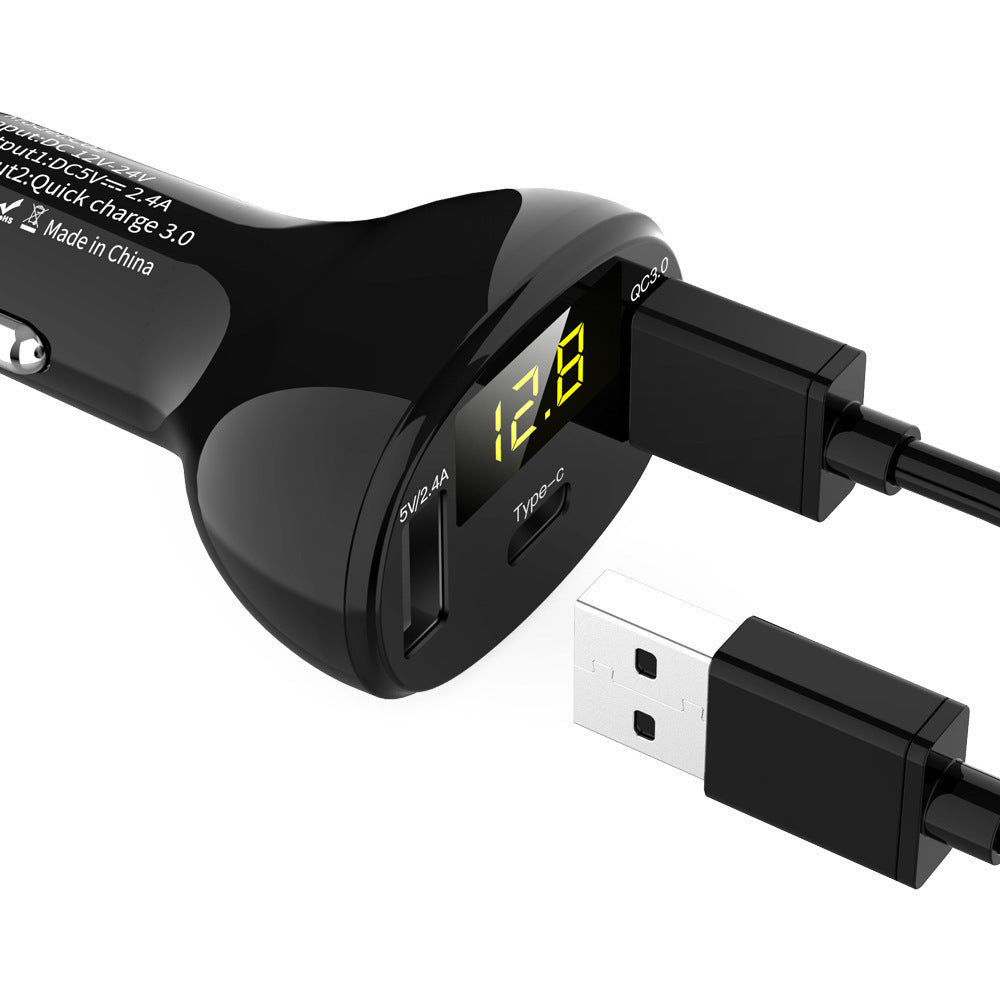 C02 Digital Billaddare 2.4A Dual USB Snabbladdare med LED-display