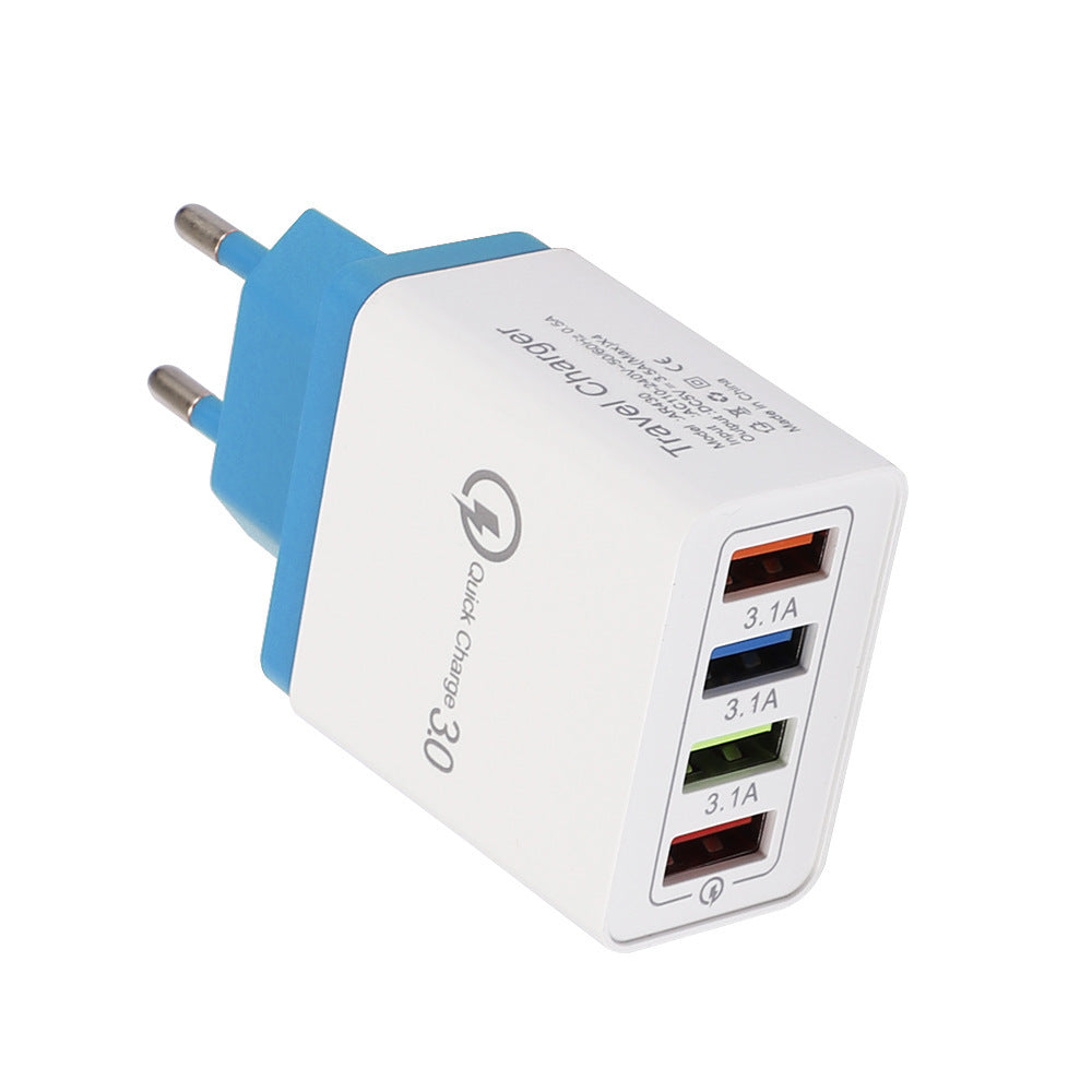 4-Port USB Väggladdare – Ljusindikator och 2.4A Snabbladdning