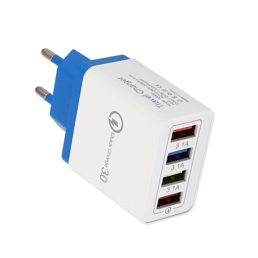 4-Port USB Väggladdare – Ljusindikator och 2.4A Snabbladdning