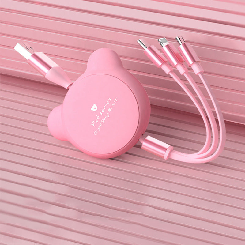 Söt Utdragbar Laddkabel – 3-i-1 Multi USB Kabel med Björndesign