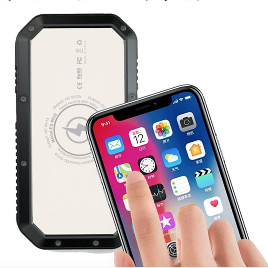 Trådlös Solcells-Powerbank med Ficklampa – 20000mAh Bärbar Laddare