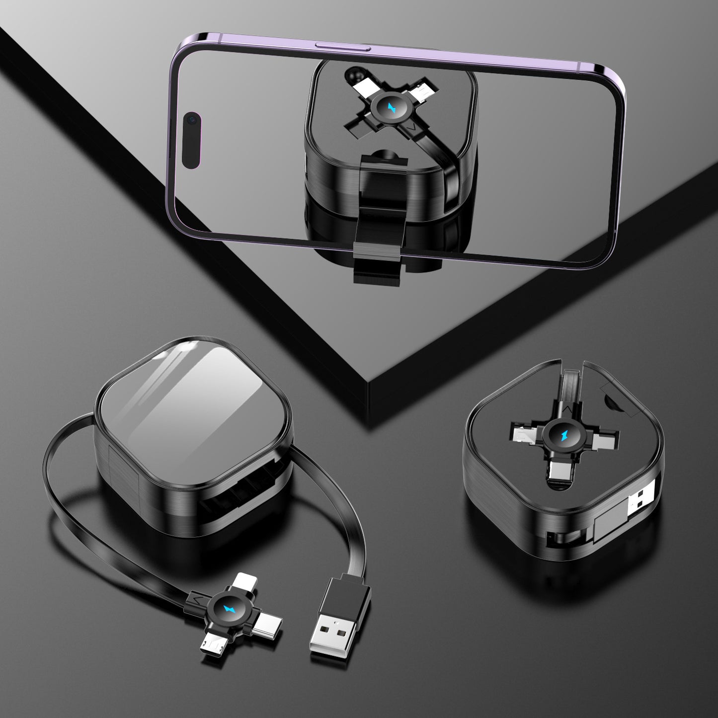 3-i-1 Laddkabel – USB-C, Lightning & Mini USB