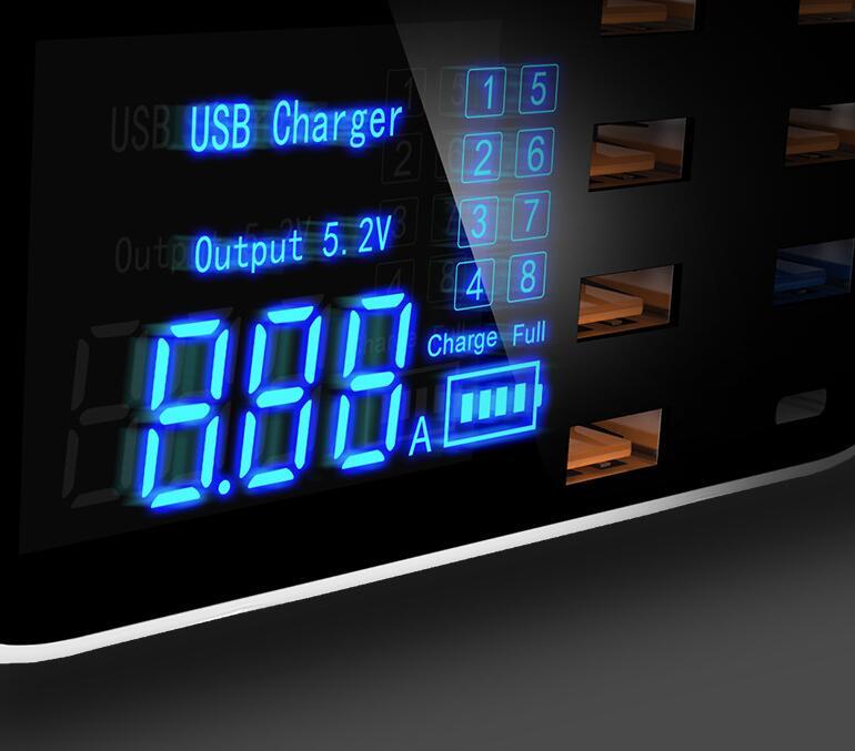USB Laddningsstation 8-Port QC3.0 – Smart Snabbladdare med LED-display