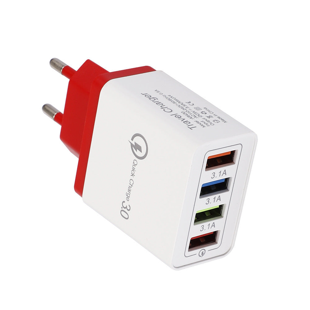 USB Väggladdare 4-Port QC3.0 – Snabbladdare för Mobil, Surfplatta och Tillbehör