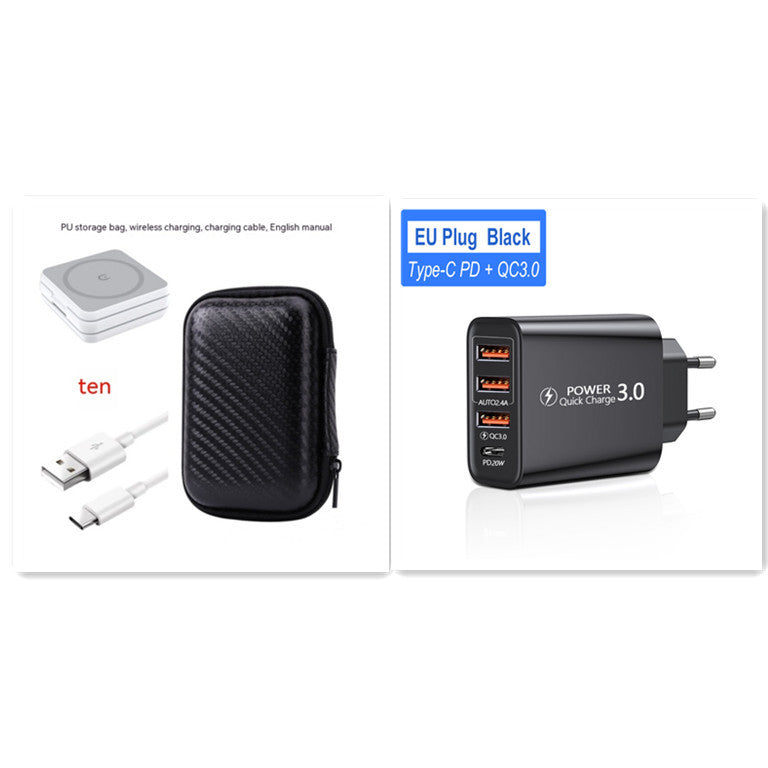 Vikbar 3-i-1 Trådlös Laddare med Magnetisk Fästning – Snabbladdare för Mobil, Klocka och Hörlurar