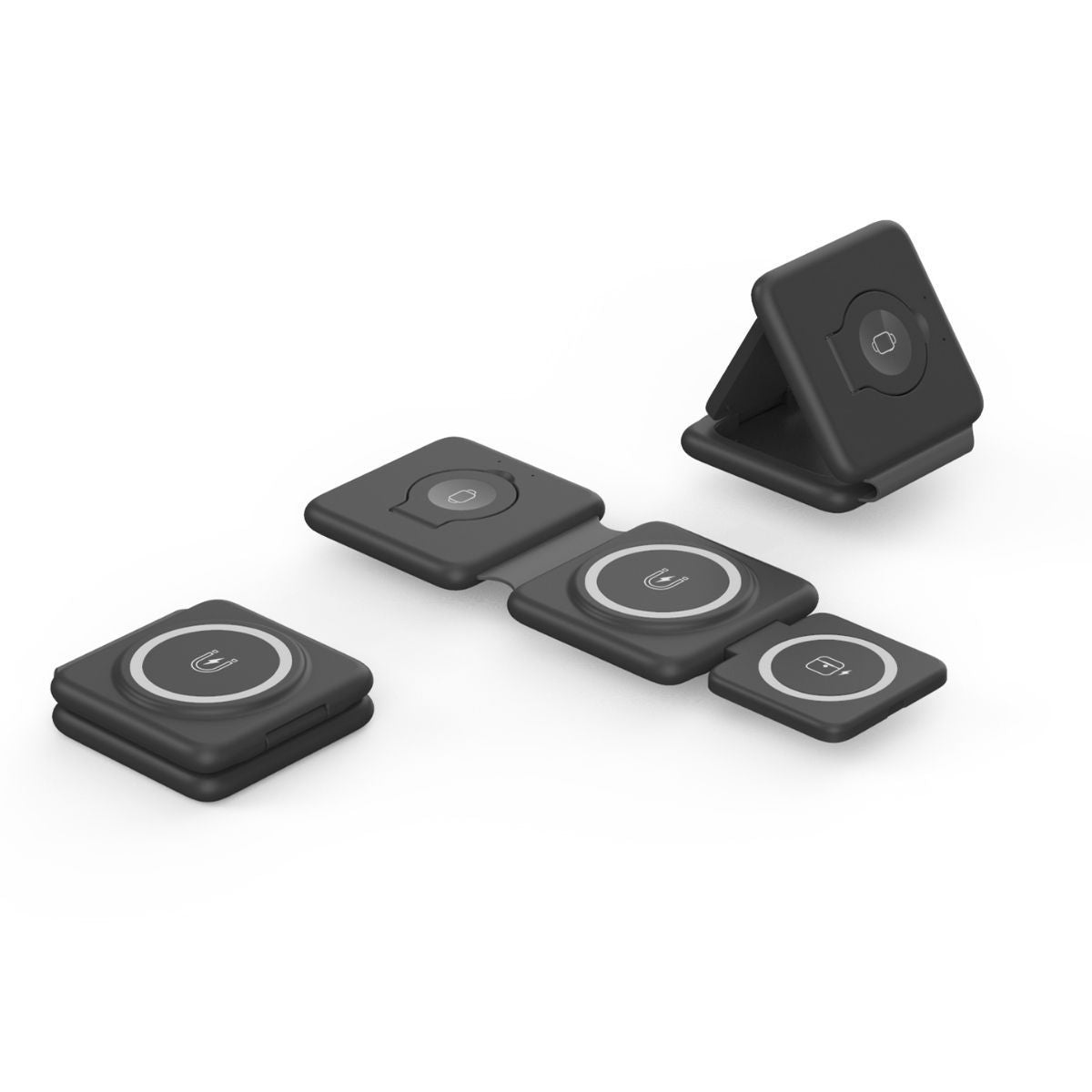 3-i-1 Vikbar Magnetisk Trådlös Laddare – För iPhone, Klocka & Hörlurar