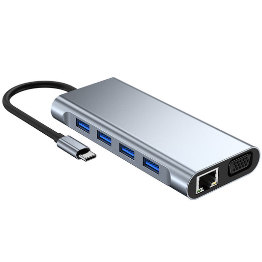 USB-C Dockningsstation 11-i-1 – HDMI, VGA, Ethernet, Ljud, SD/TF, USB 3.0