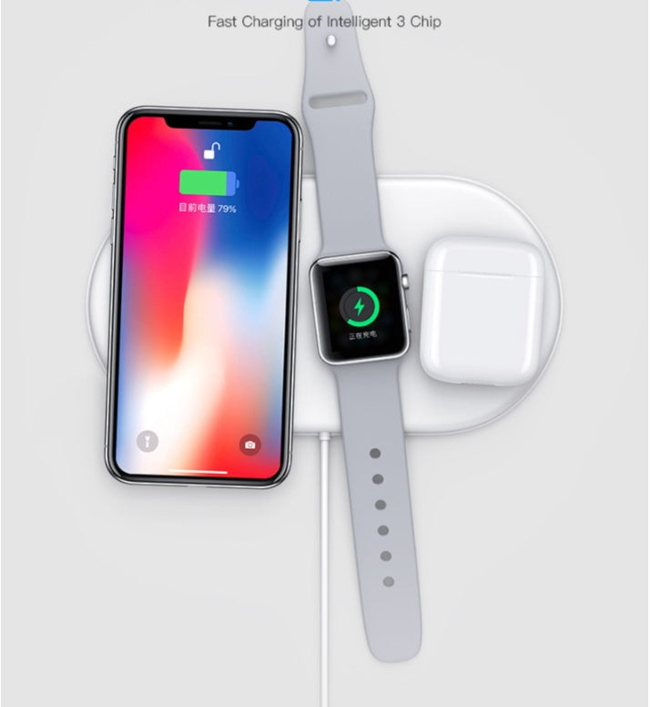 3-i-1 Trådlös Laddare – Snabbladdning för Telefon, Klocka och Hörlurar