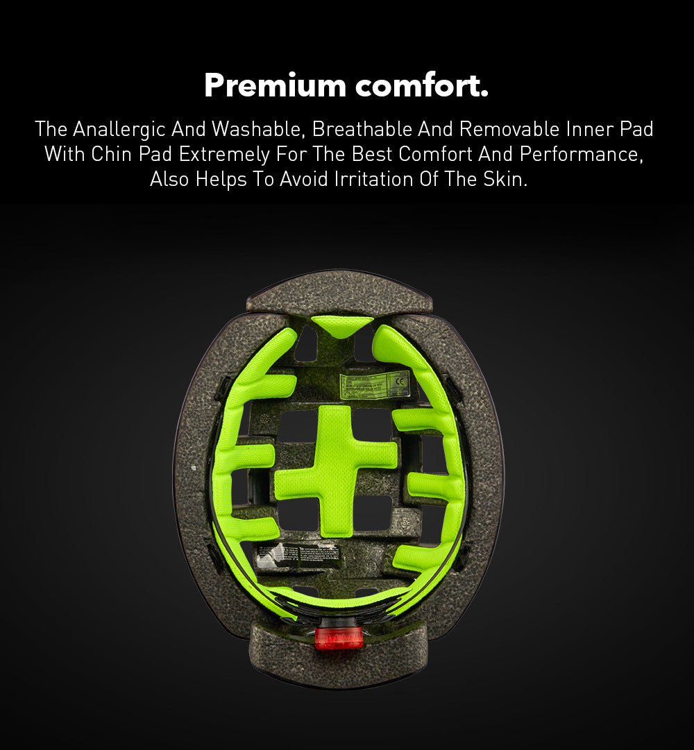 Hopfällbar cykelhjälm med LED-ljus och premiumkomfort