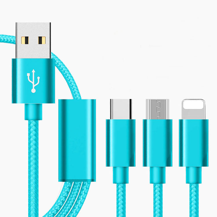 3-i-1 Laddningskabel 1.2m – USB, Micro USB, Type-C & Lightning för Mobiltelefoner