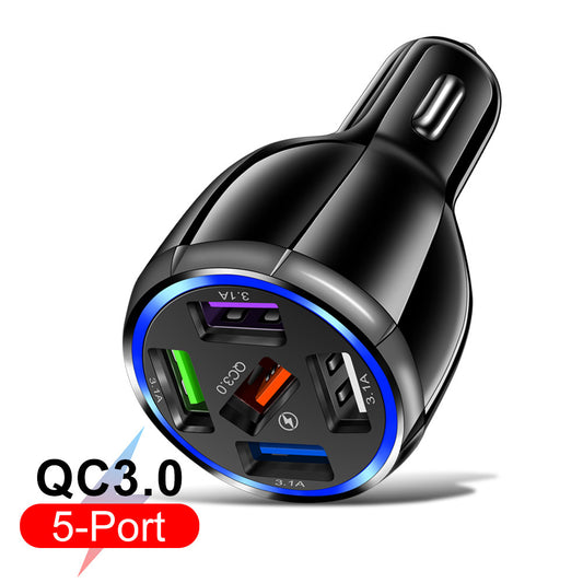 QC3.0 Billaddare med 5 USB-portar – Snabbladdare för Mobil och Surfplatta