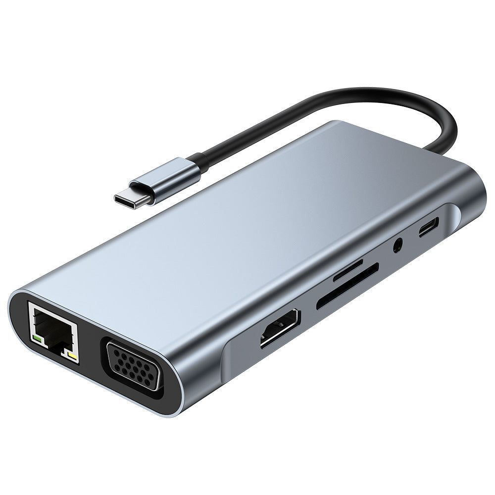 USB-C Dockningsstation 11-i-1 – HDMI, VGA, Ethernet, Ljud, SD/TF, USB 3.0