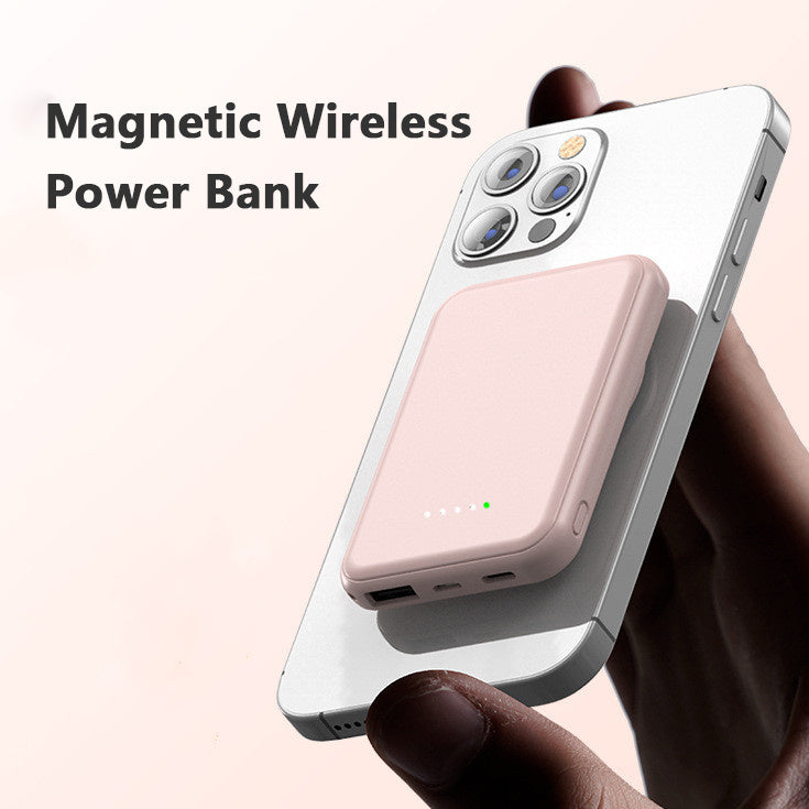 Magnetisk Mini Powerbank 5000mAh – Trådlös & Snabbladdning för iPhone & Androi