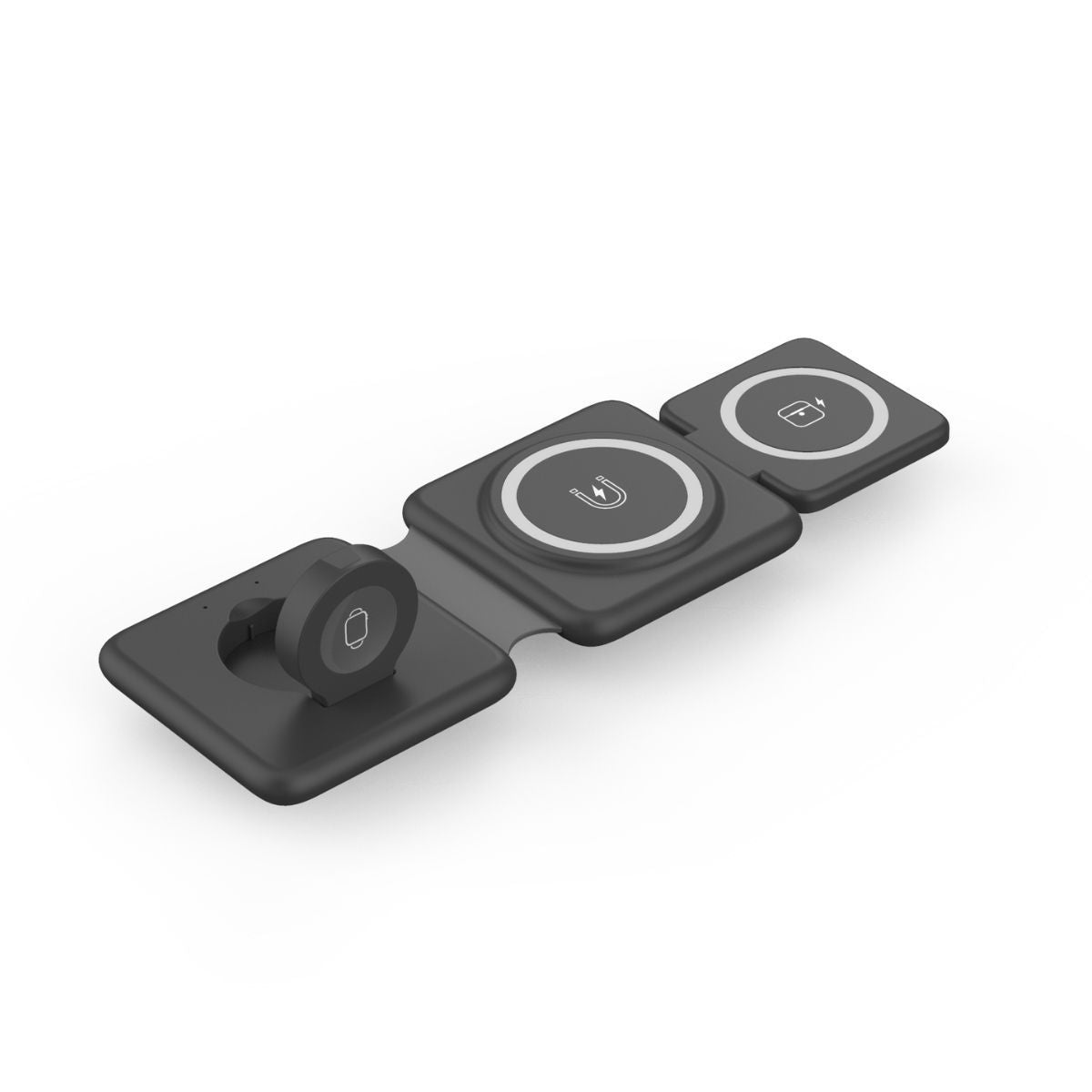 3-i-1 Vikbar Magnetisk Trådlös Laddare – För iPhone, Klocka & Hörlurar