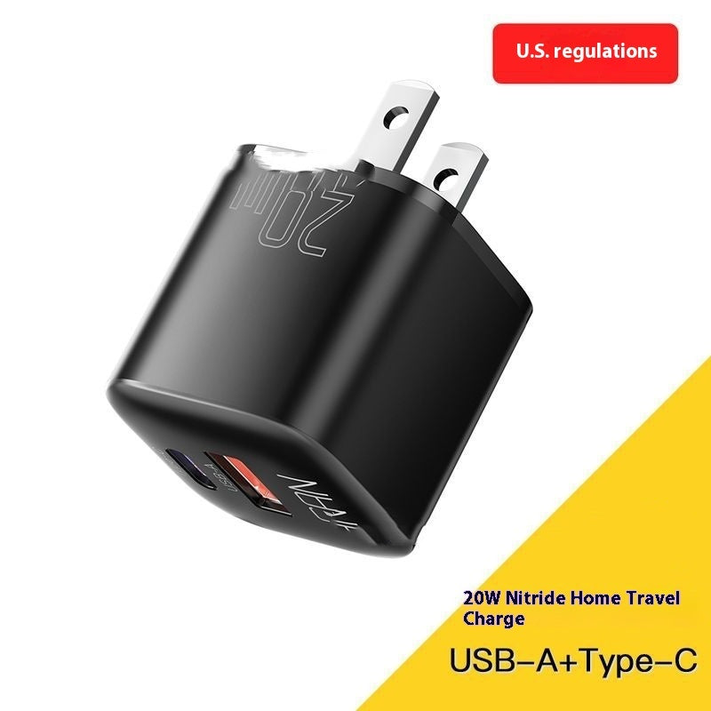 PD20W Gallium Nitride Snabbladdare – Kompakt GaN Reseladdare med Dual-Port USB-A & USB-C