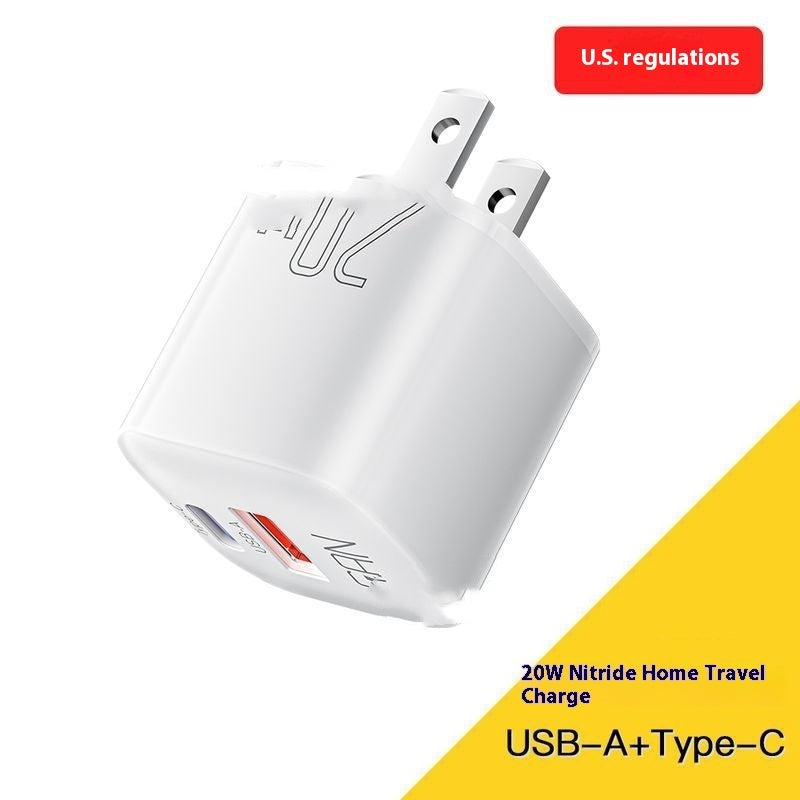 PD20W Gallium Nitride Snabbladdare – Kompakt GaN Reseladdare med Dual-Port USB-A & USB-C